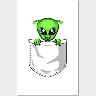 Cute alien pocket Posters and Art